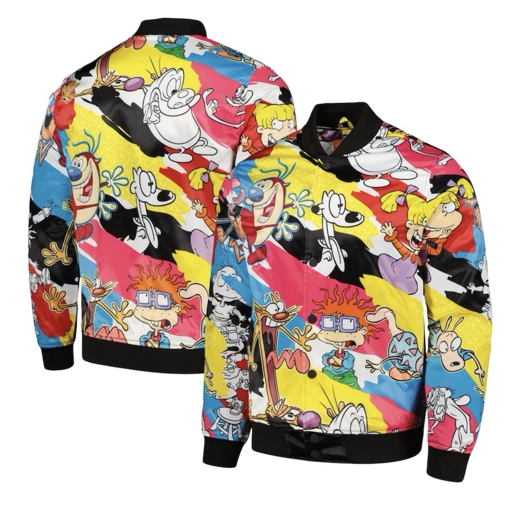 Freeze Max Nickelodeon Retro Graphic Satin  Bomber Jacket Size S Unisex  NWT